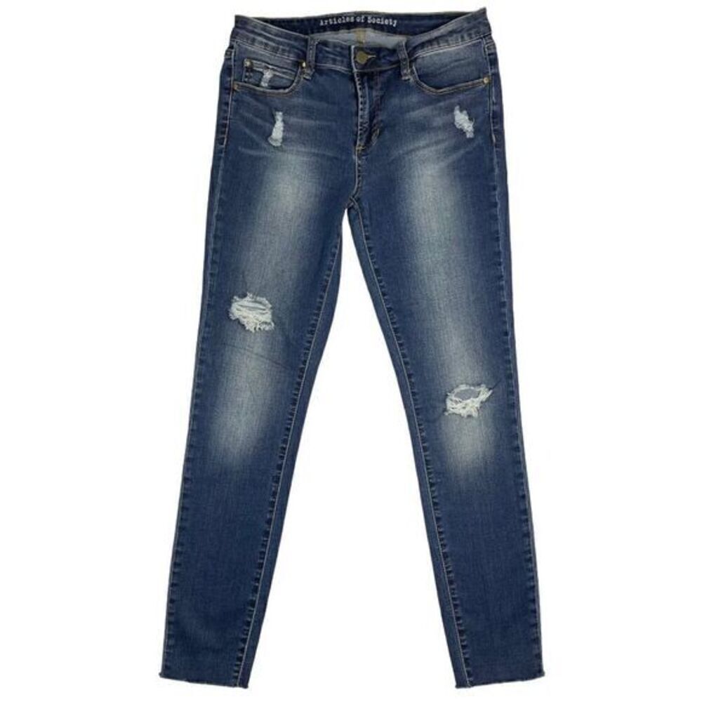 Articles of Society Distressed Denim Raw Hem Skinny Ankle Jeans Women’s Size 28